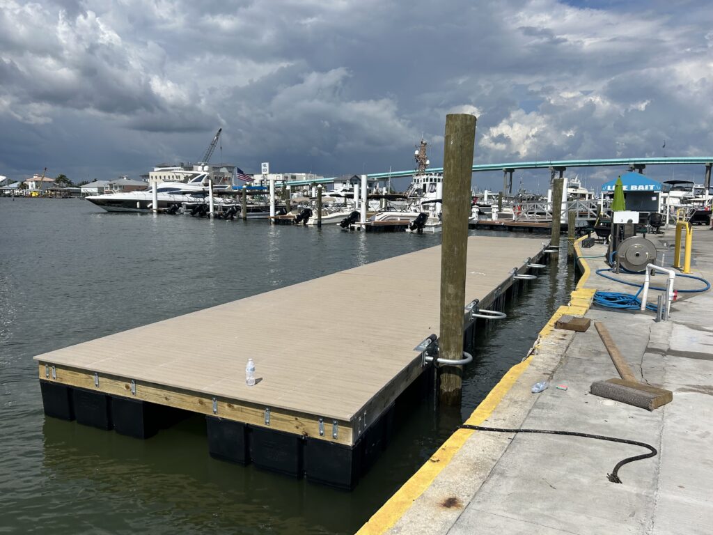 Floating dock construction near Fort Myers Beach built by Submerged Consultants Cape Coral based dock builder
